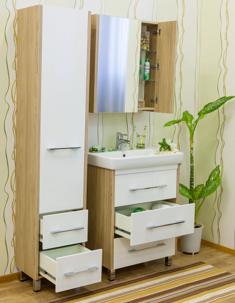 Тумба с раковиной Sanflor Ларго 70, швейцарский вяз, белый