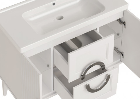 Тумба с раковиной ASB-Woodline Федерика 100 напольная, 2 ящика, 2 двери, белая
