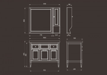 Тумба с раковиной ASB-Woodline Гранда 105 Grigio серый